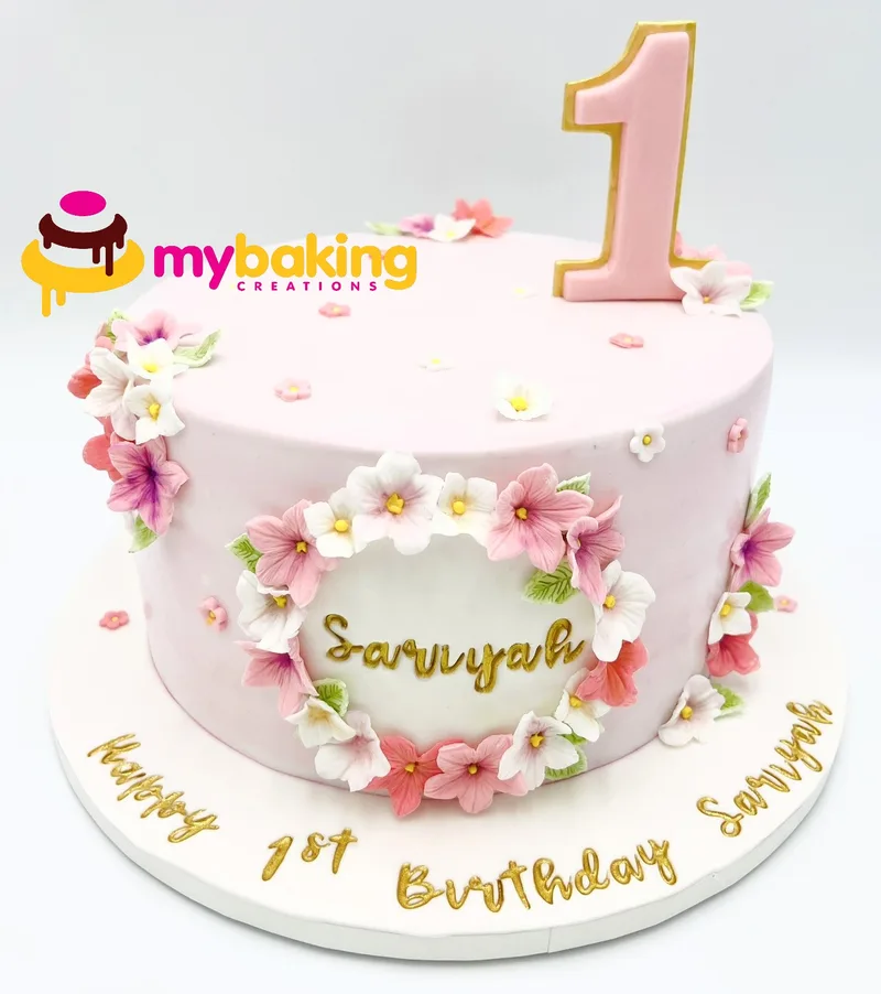 First birthday floral cake for Bay Area party venues