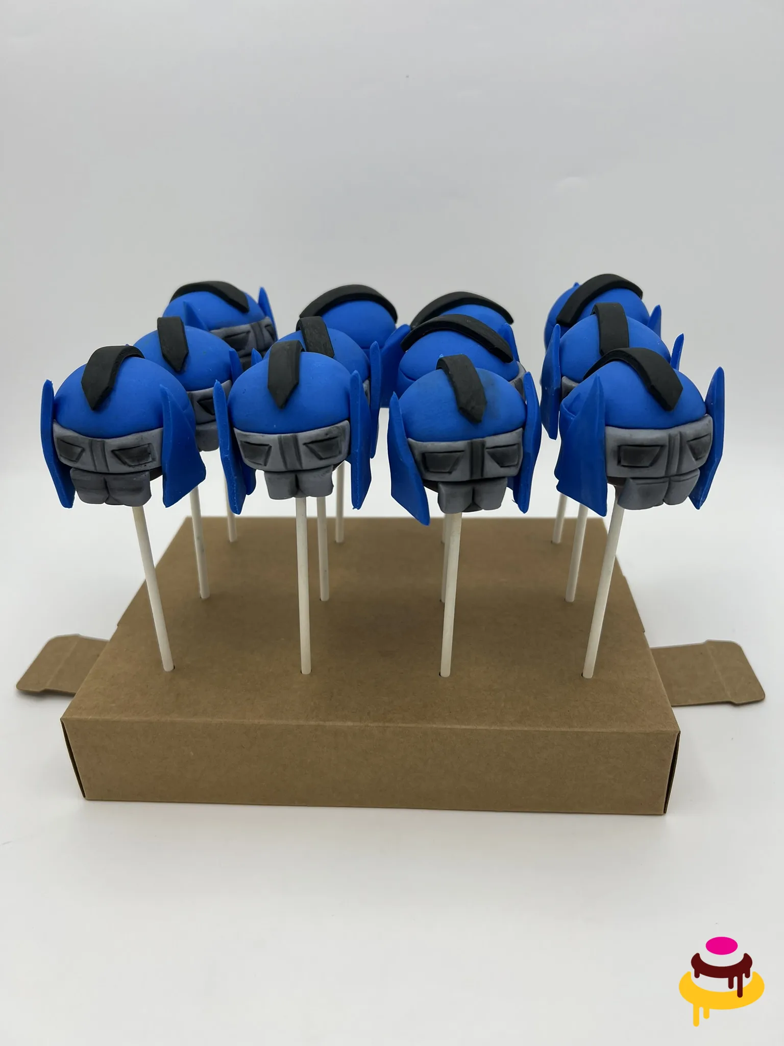 Blue sneaker shaped cake pops for a sneakerhead party in San Francisco