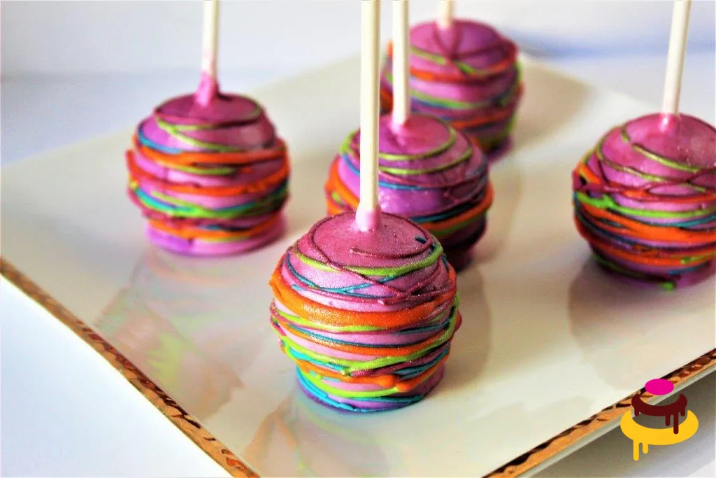 Rainbow swirl marbled cake pops for a colorful celebration in San Francisco