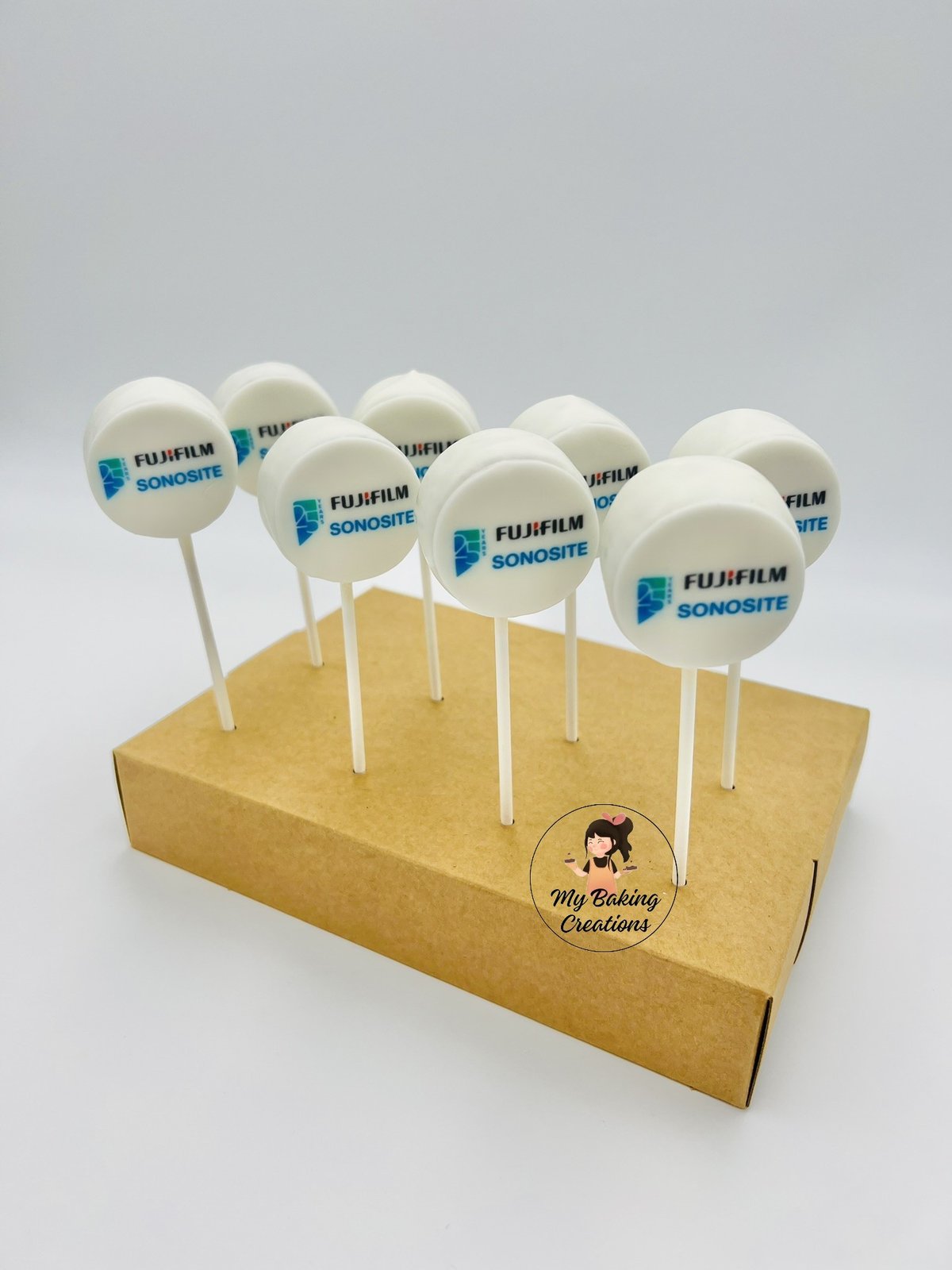 Fujifilm logo corporate cake pops San Francisco Bay Area