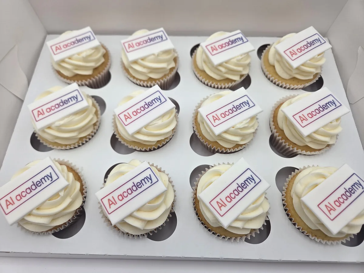 AI Academy logo corporate cupcakes Bay Area tech event