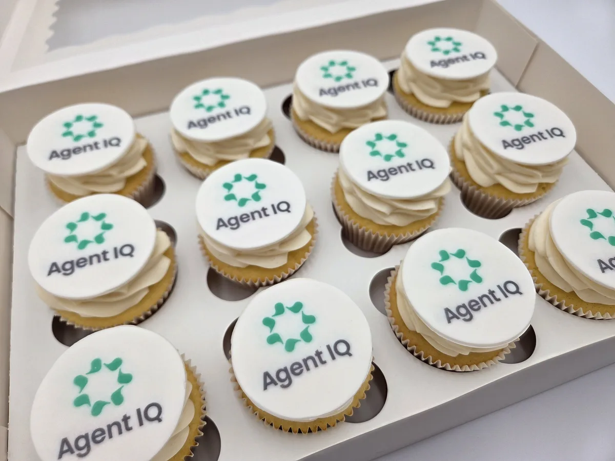 Agent IQ logo corporate cupcakes San Francisco fintech event