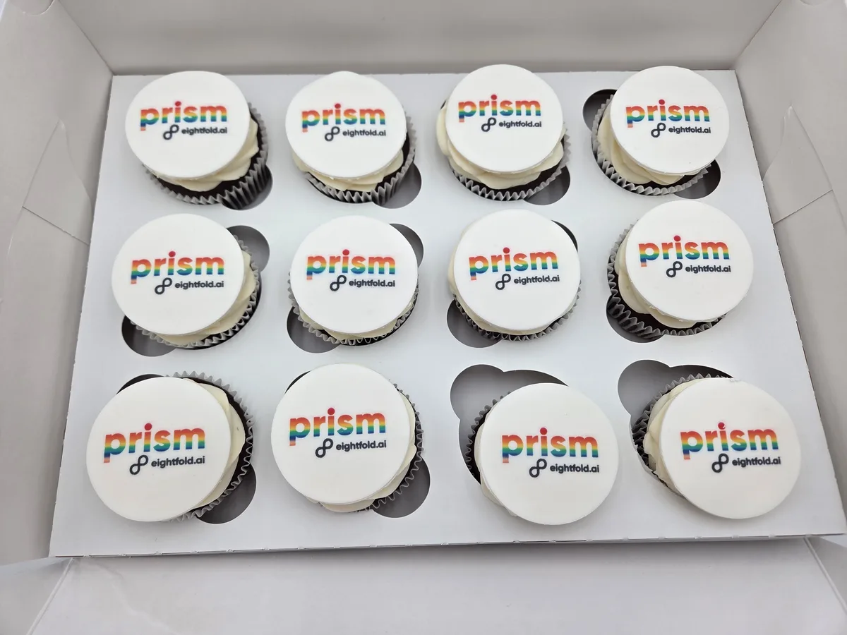 Prism Eightfold AI Pride rainbow logo corporate cupcakes San Francisco
