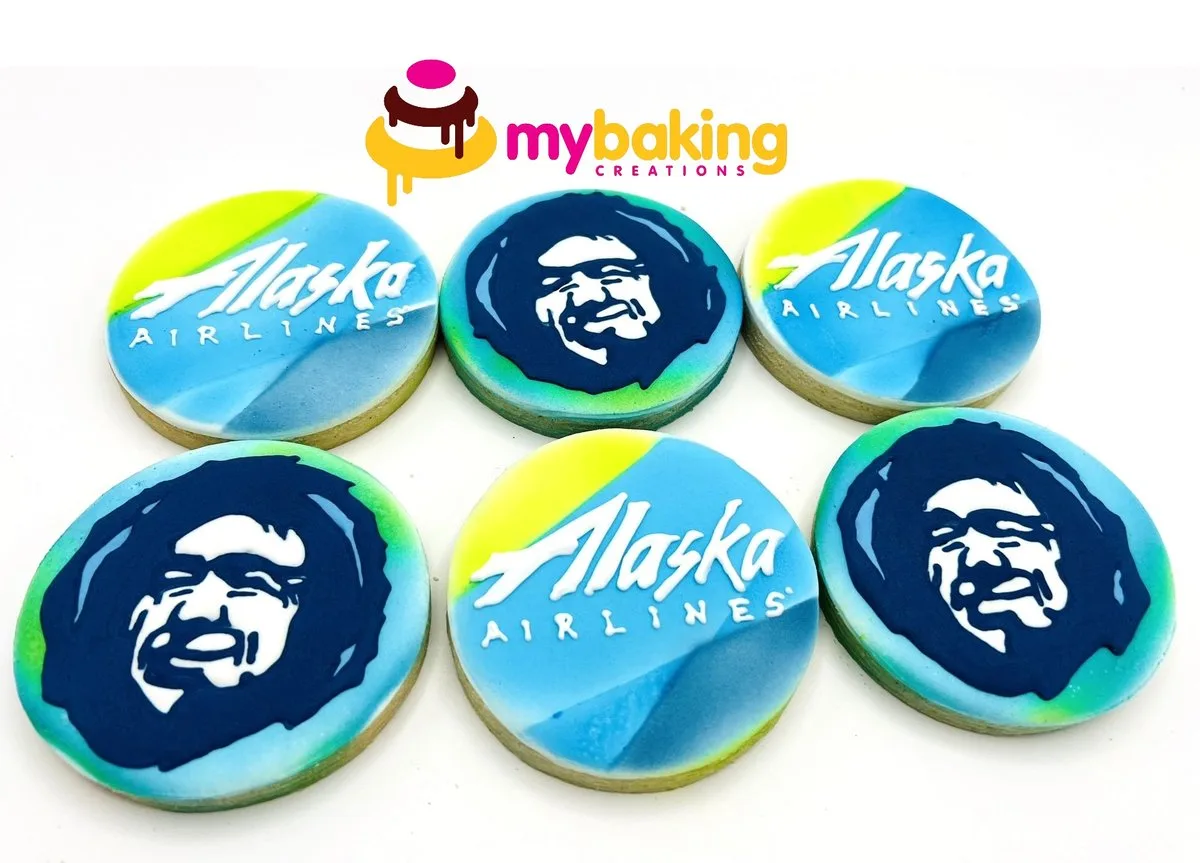 Alaska Airlines hand piped corporate cookies Bay Area