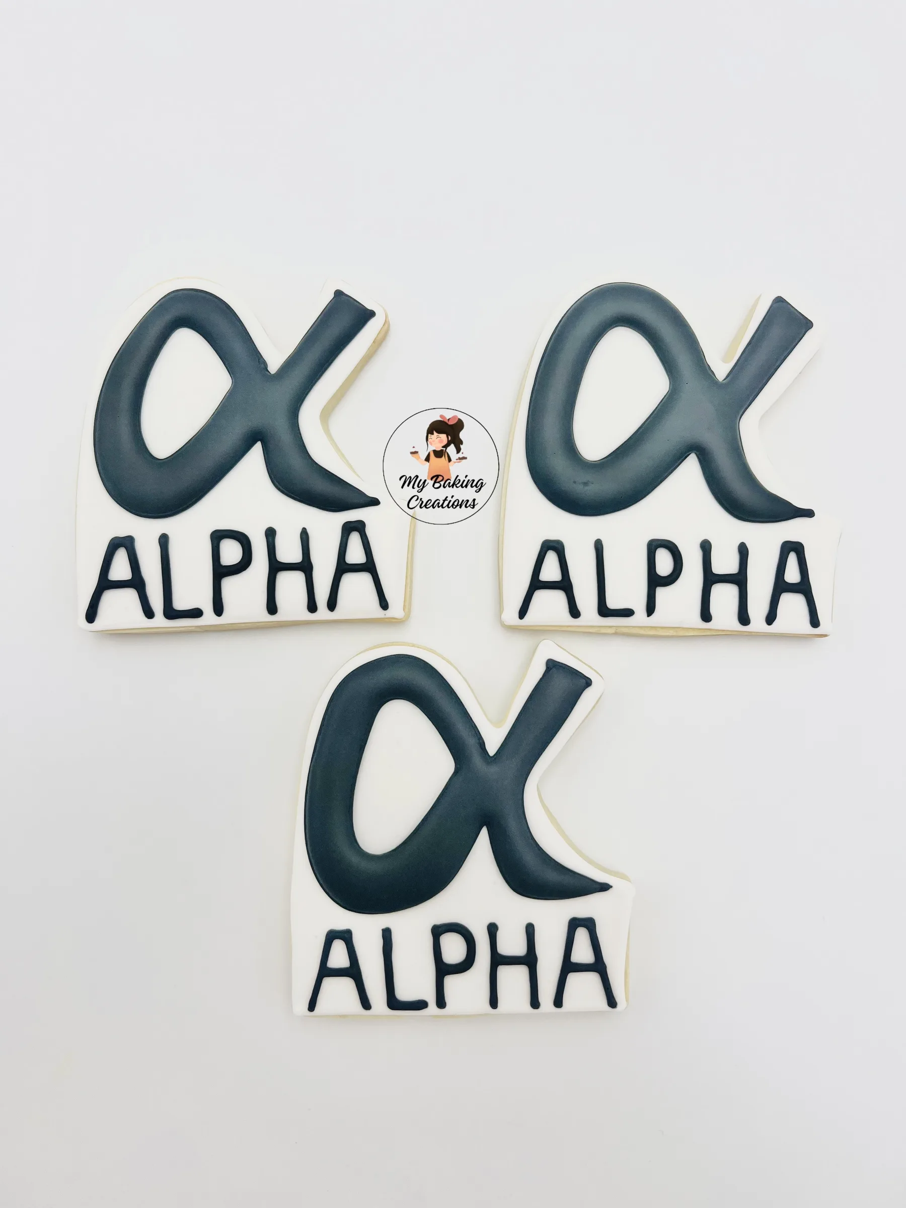 Alpha logo hand piped corporate cookies Bay Area San Francisco