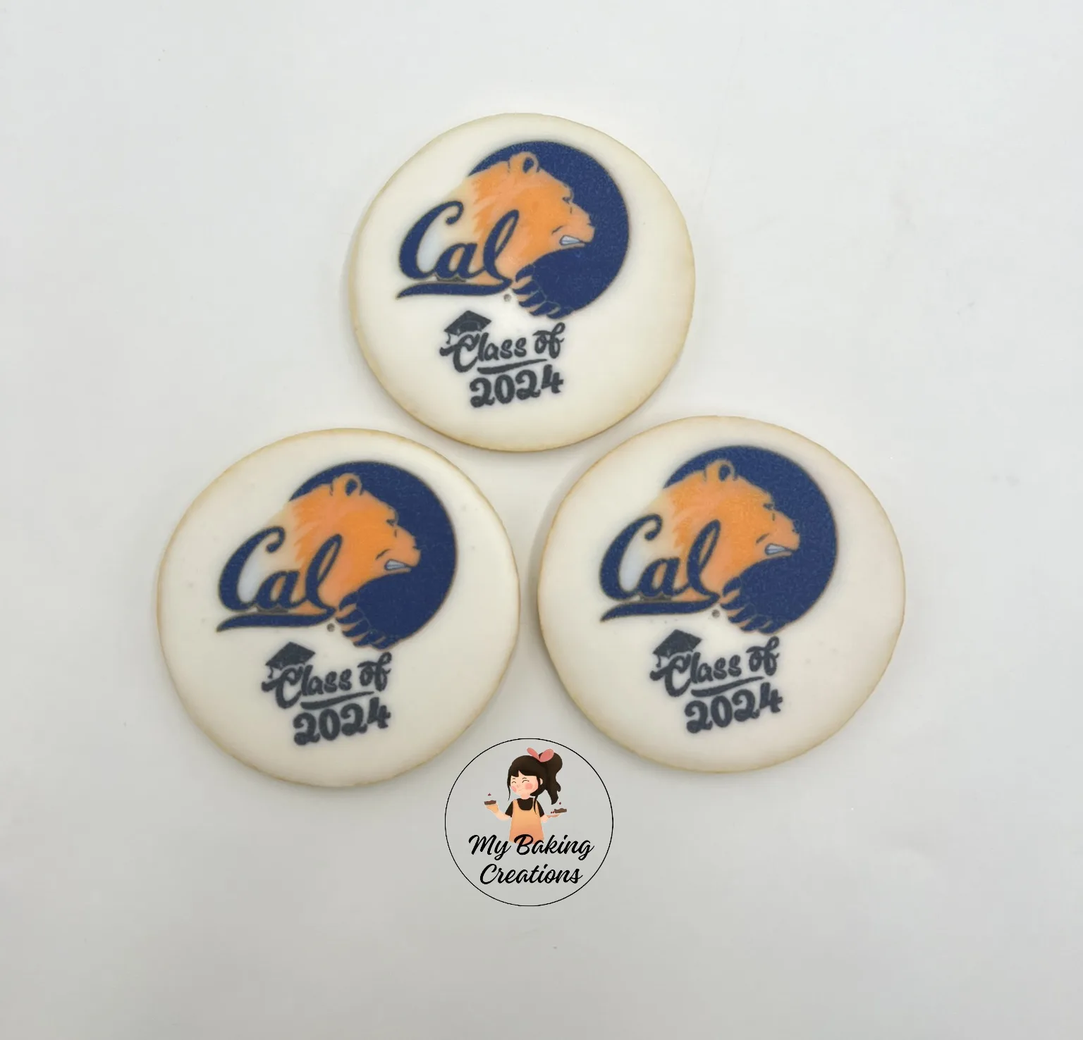UC Berkeley Cal Class of 2024 printed logo cookies Bay Area
