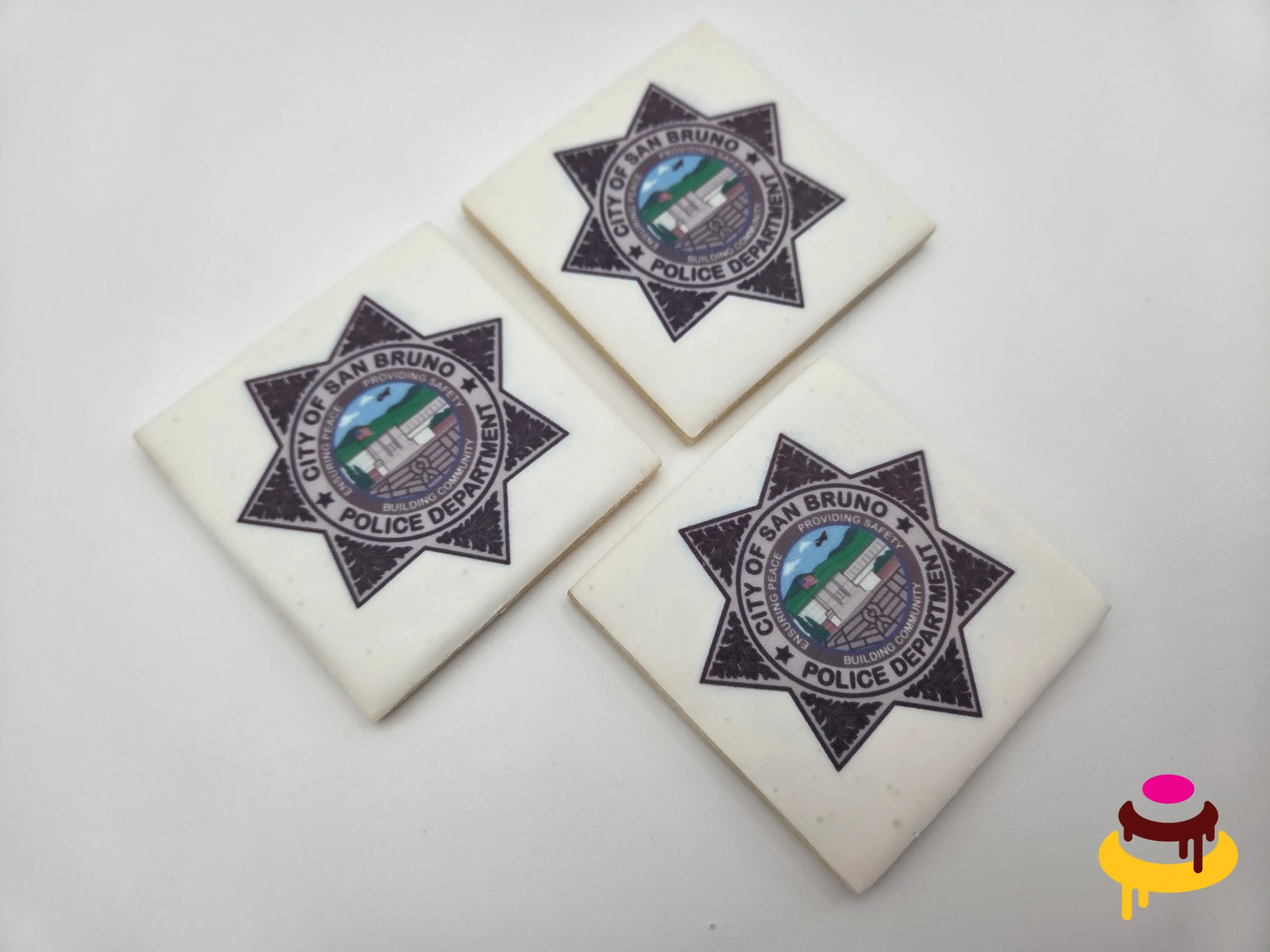 San Bruno Police Department badge printed corporate cookies Bay Area