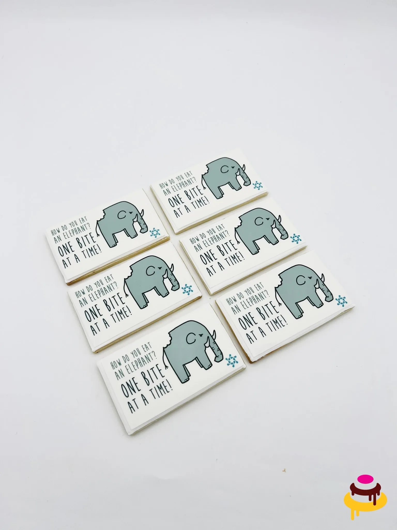Elephant one bite at a time printed image cookies
