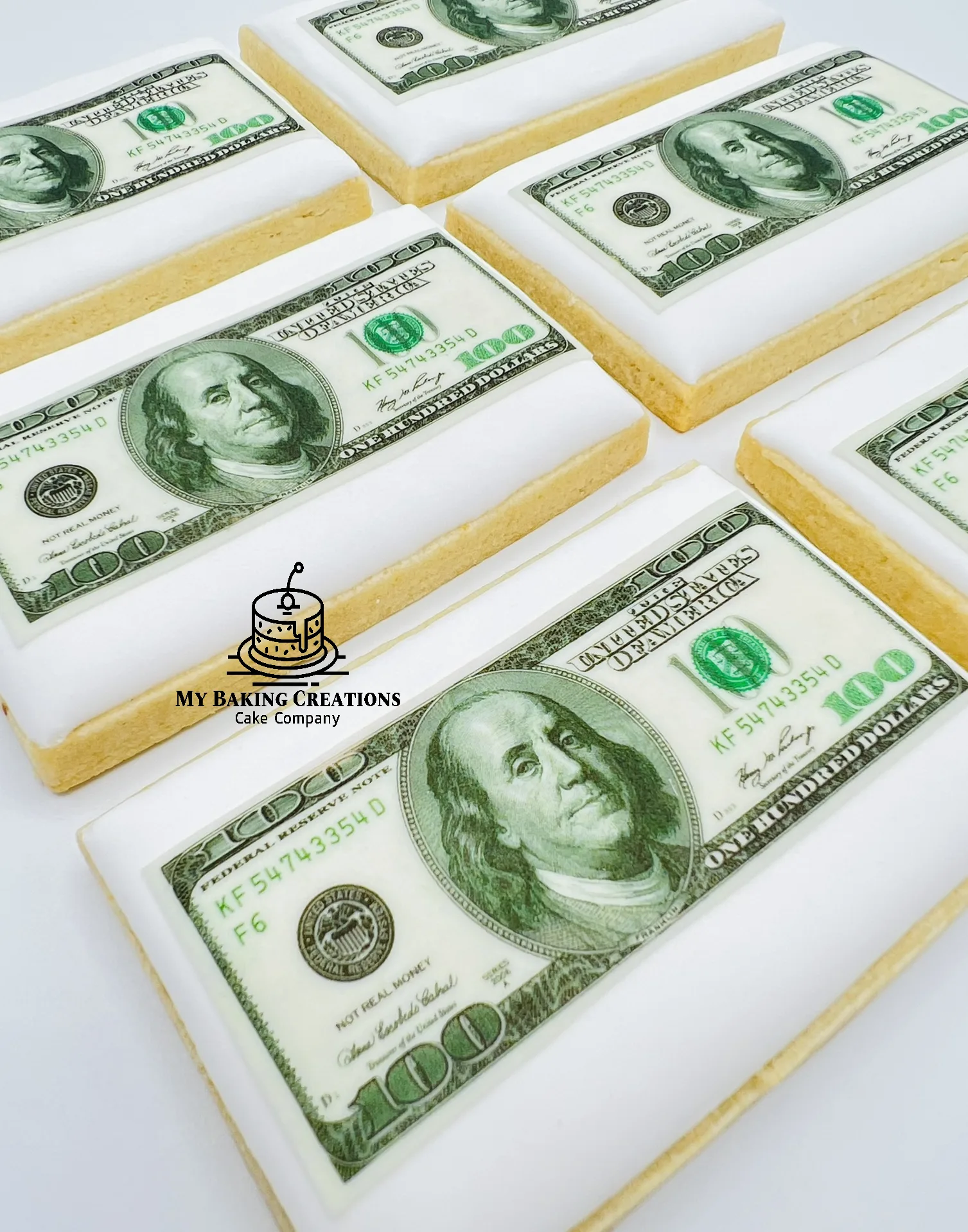 Hundred dollar bill printed image cookies