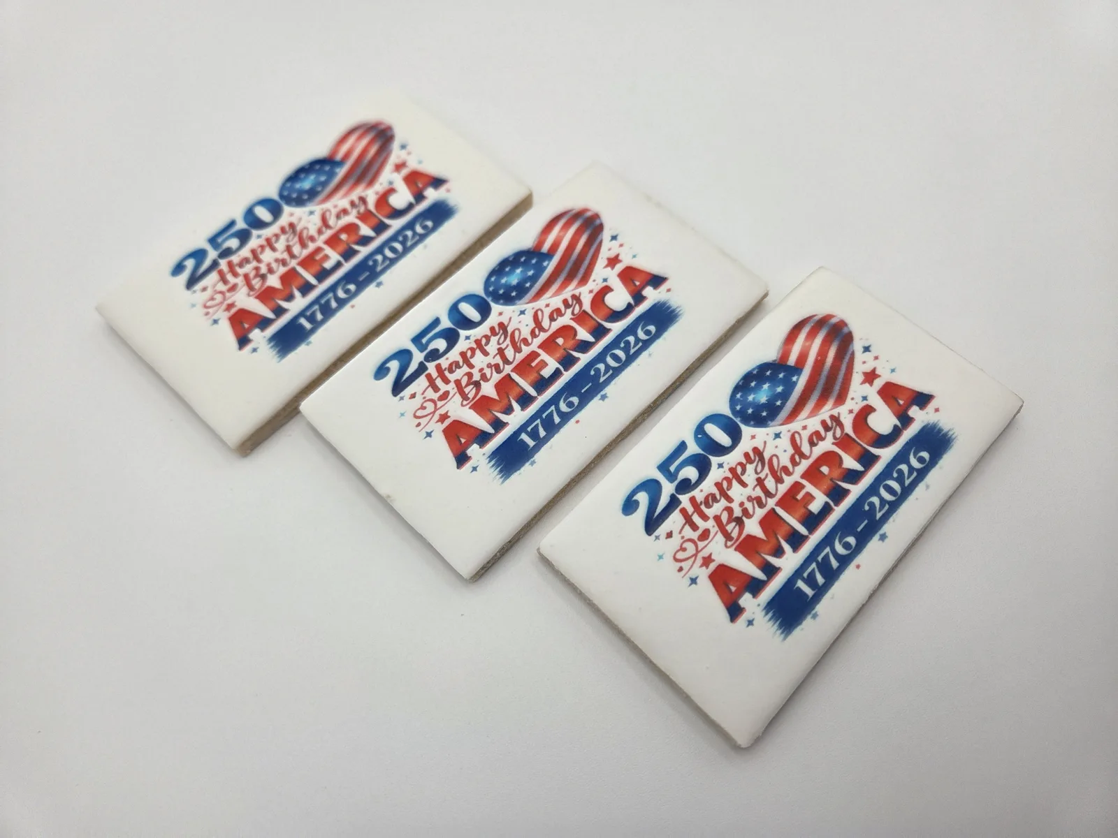 Printed cookies celebrating America's 250th birthday July 4th